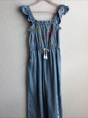 Peek Chambray Floral Jumpsuit with Tassel Tie